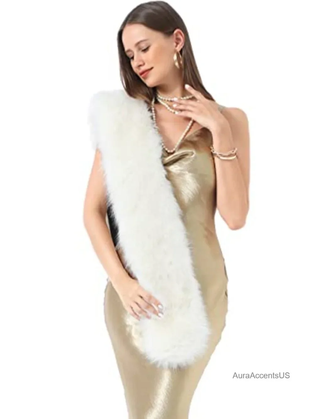 Faux Fur Collar Scarf Wrap Winter Neck Warmer with Clip